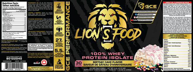 Premium Iso whey Lion's Food Gateau de fete 2lbs